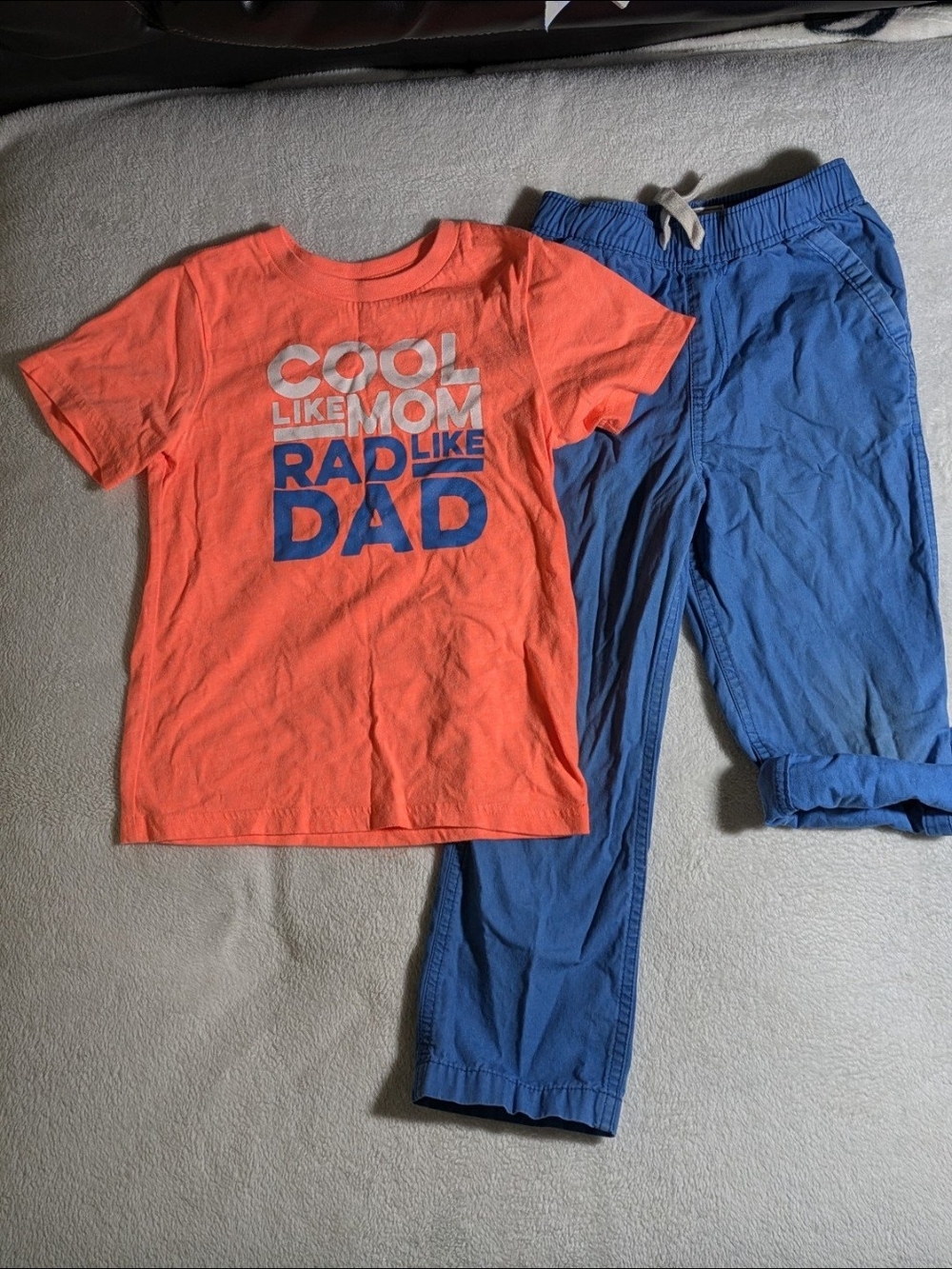 The Children’s Place Boys 5T Outfit Set Coral Rad Like Dad Tee Blue Convertible